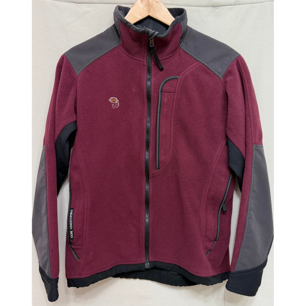 Mountain Hardwear Gore Windstopper Fleece Jacket Womens 10 Maroon Burgundy